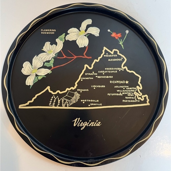 Vintage Kitschy Souvenir Metal Tray State of Virginia - Picture 9 of 9